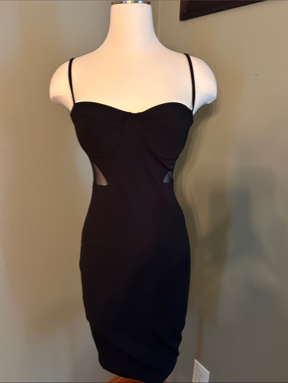 Nookie Black Spaghetti-Strap Mini Dress with Side Cutouts